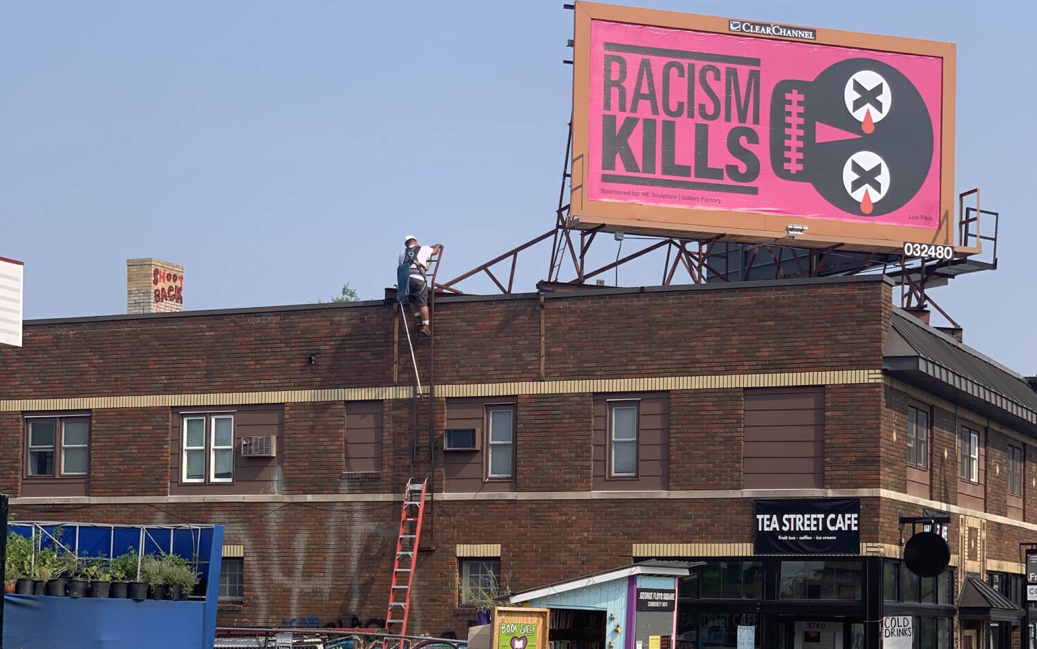 Luis Fitch art located in Minneapolis protesting racism after the death of George Floyd