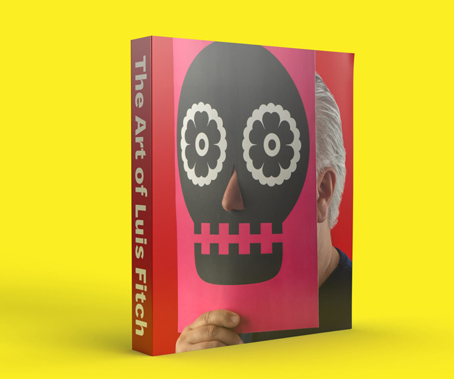 Luis Fitch art book over a bright yellow background.