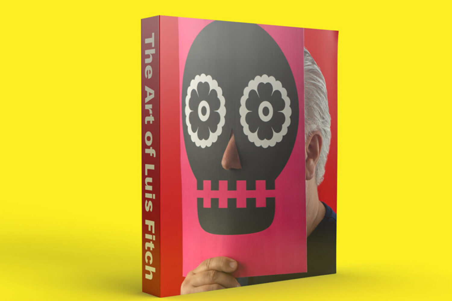Luis Fitch art book over a bright yellow background.