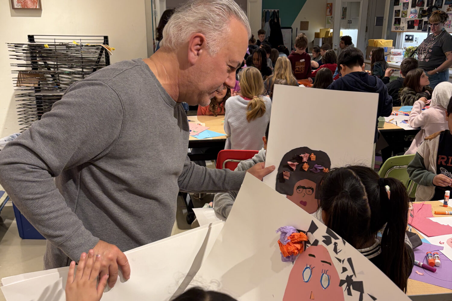 Luis Fitch giving a workshop at Mia to multicultural kids for Children Day.
